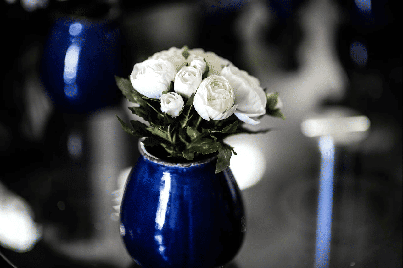Vaso de rosas Vaso de rosas de casamento a noite