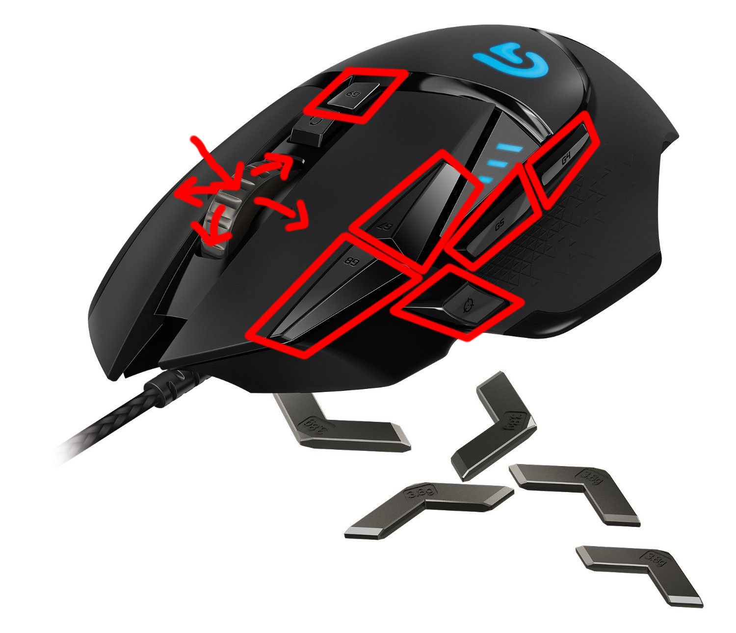 Logitech G502 Mouse with Macro Buttons