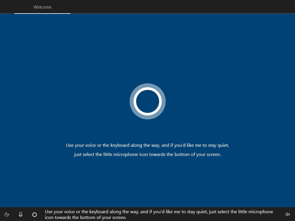 Cortana in the Windows 10 setup