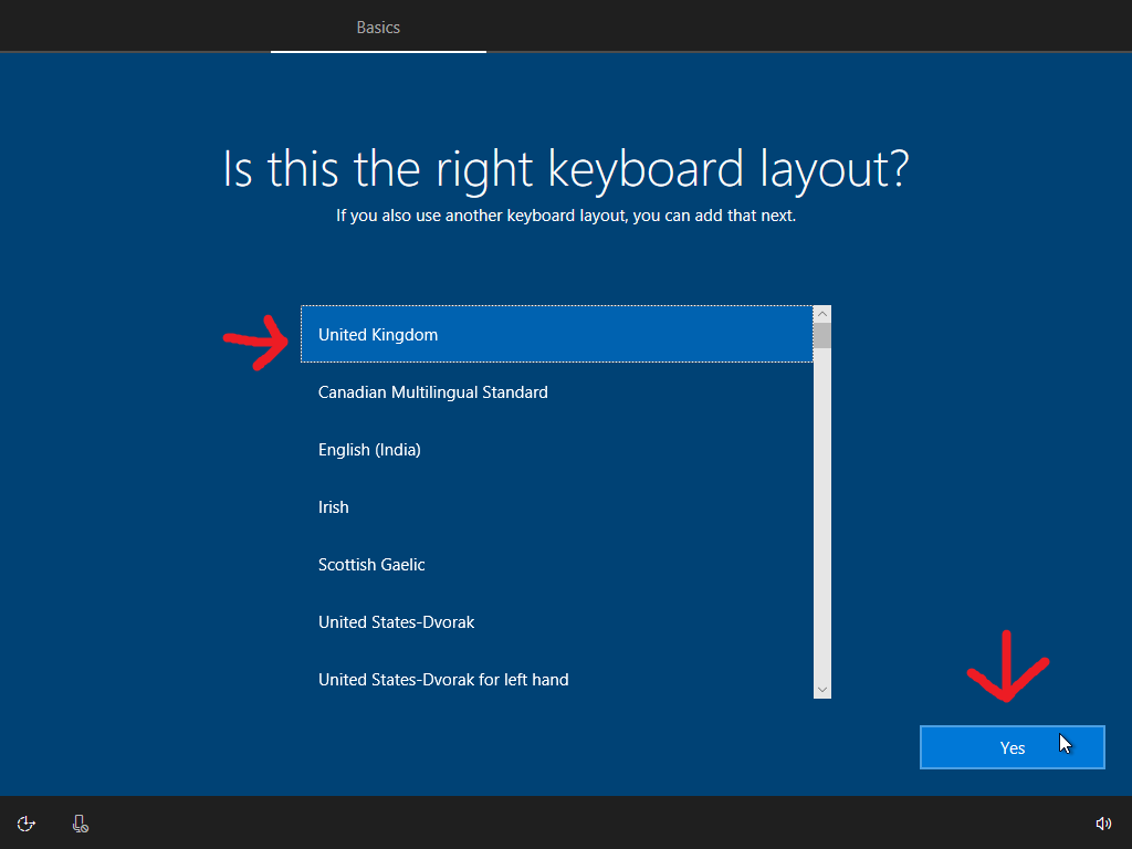 Select your keyboard layout