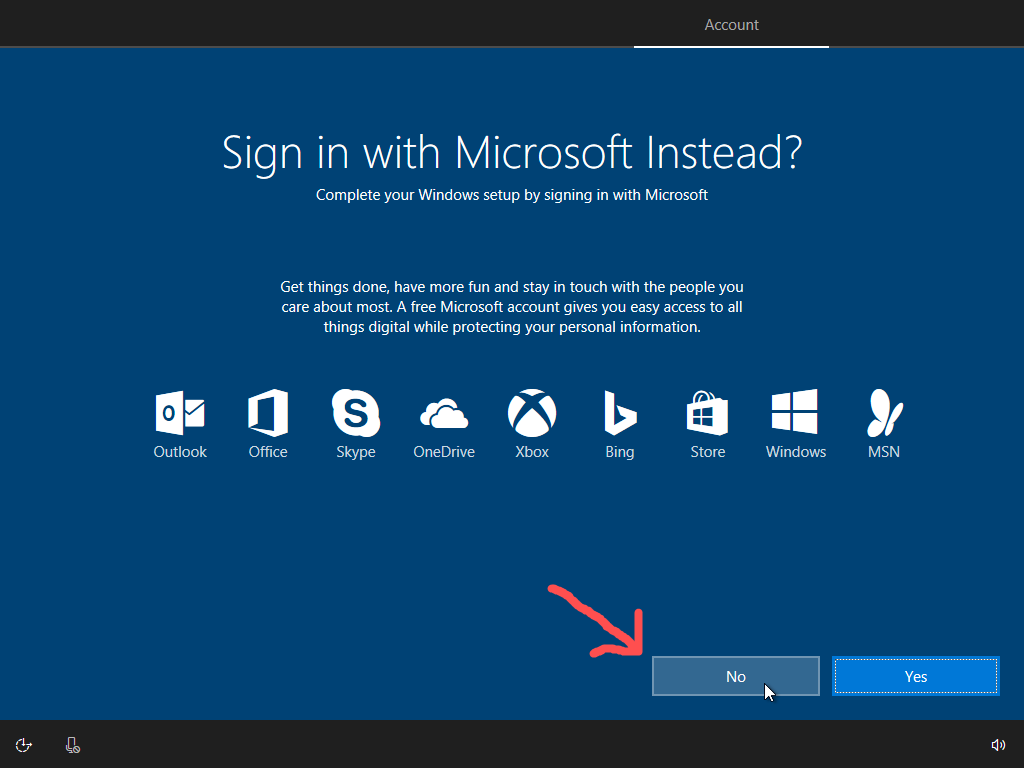 Do not use a Microsoft Account