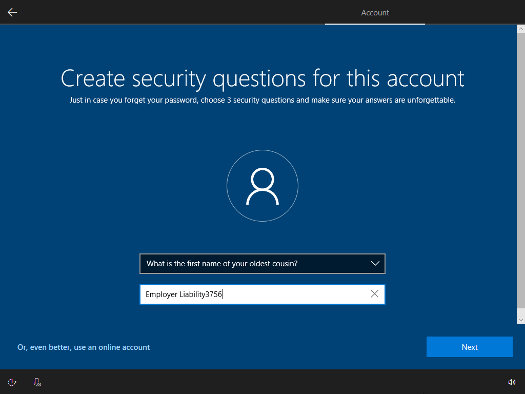 Create security questions