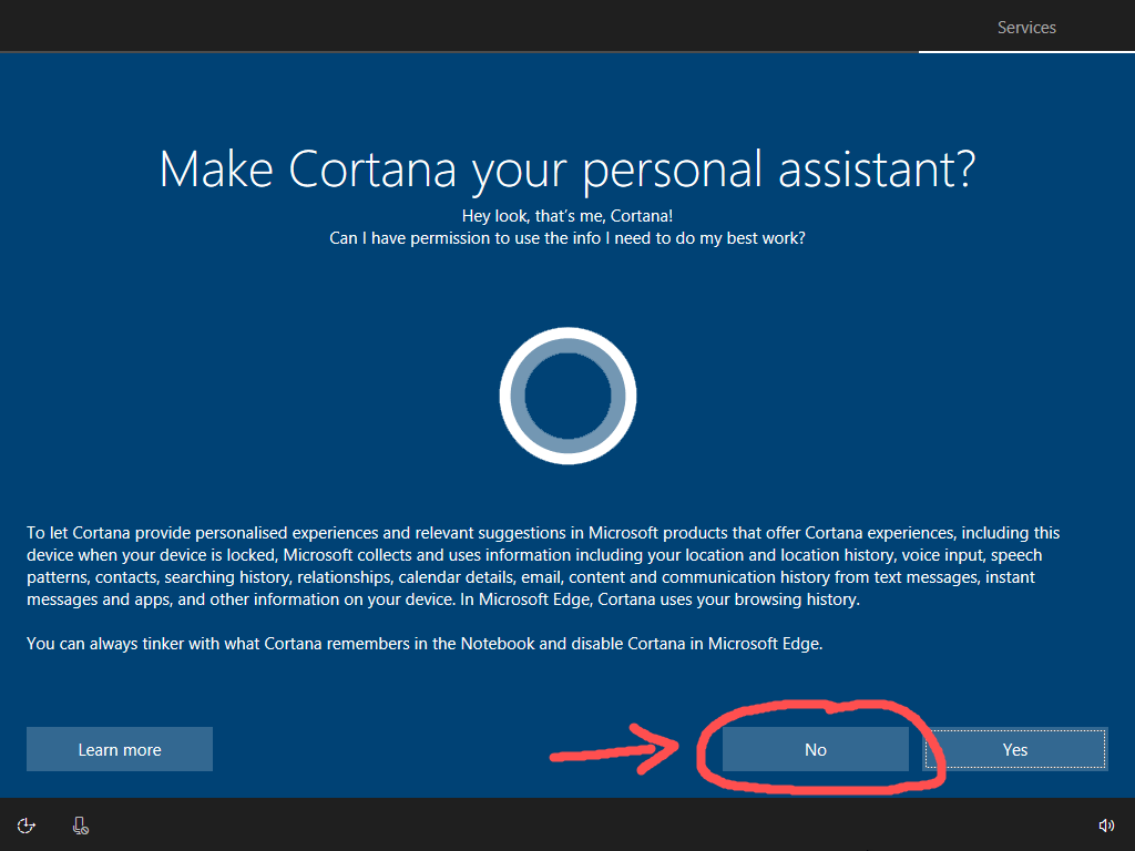 Say no to Cortana