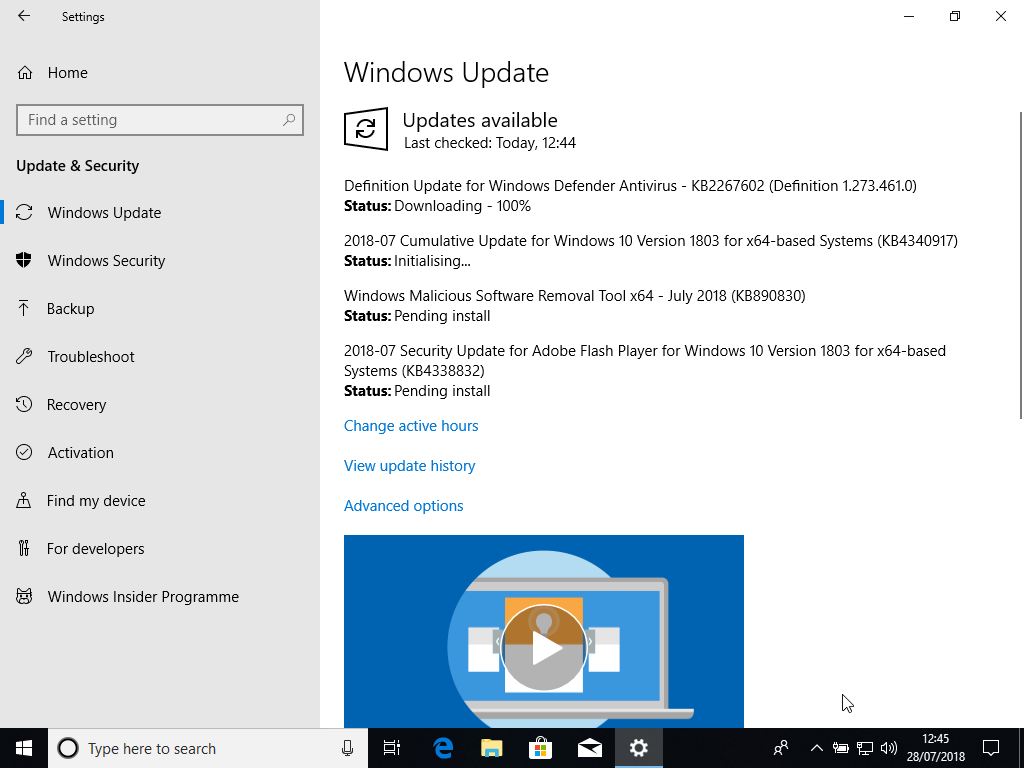 Updating Windows 10