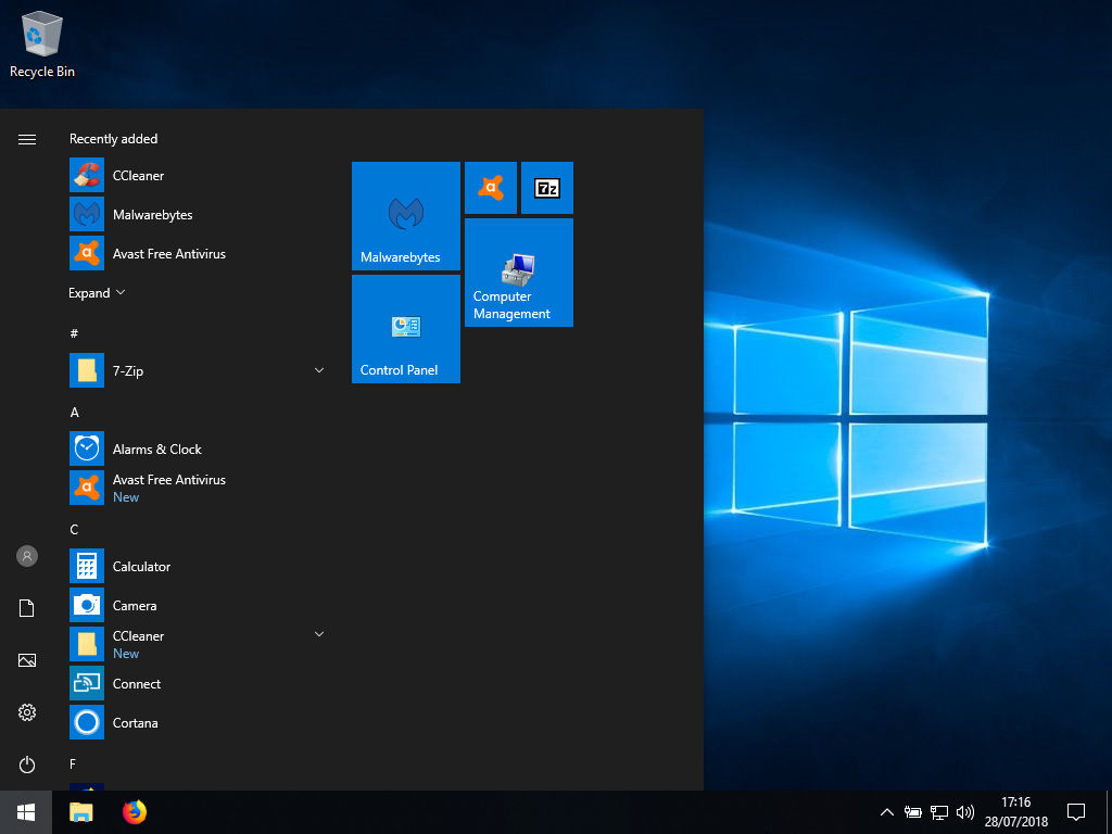 Clean Start Menu