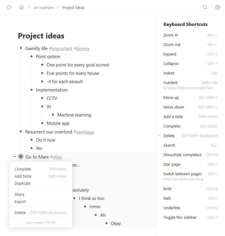 Workflowy gives us powerful lists with plenty of ease and functionality