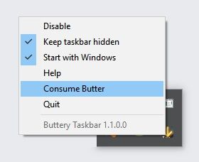 Right click to access The Buttery Taskbar settings