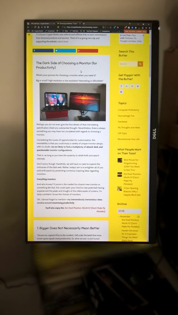 Choose a monitor that can pivot to view more of your article