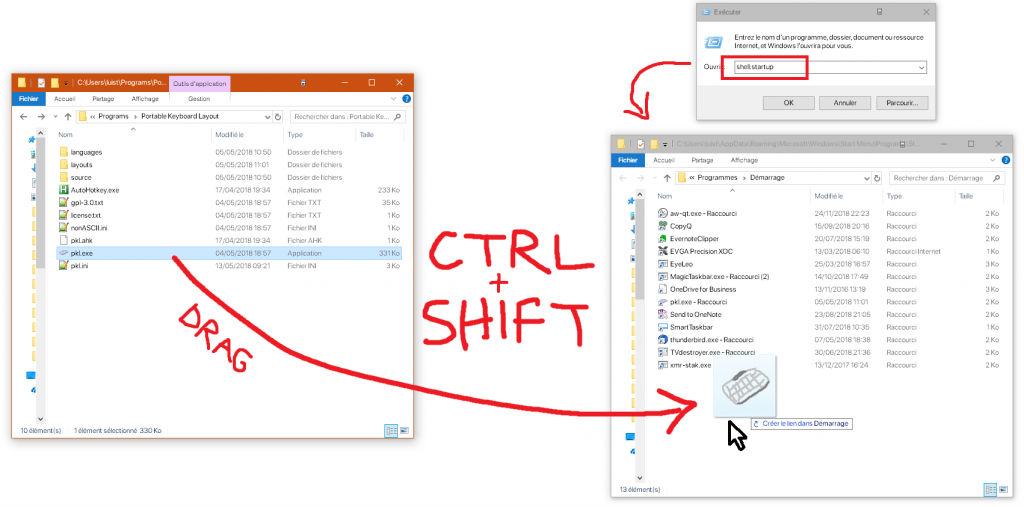 Drag pkl.exe over to the startup folder while holding control and shift to make it start on system startup