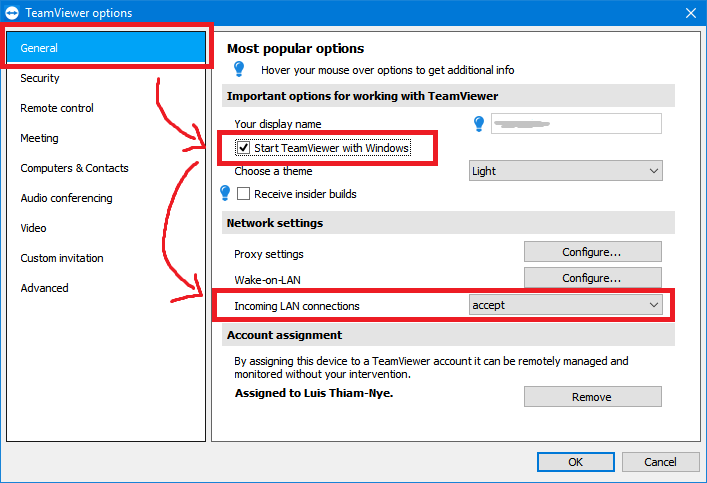 To turn a laptop into a monitor, you should start TeamViewer with Windows and accept incoming LAN connections in the options