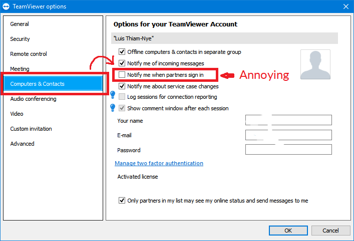 You can disable notifications when partners sign in in the TeamViewer settings to avoid annoyance