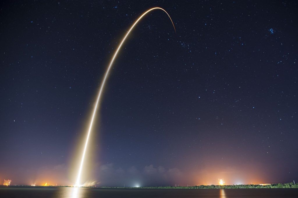 Daydreaming of a SpaceX rocket launch during the night