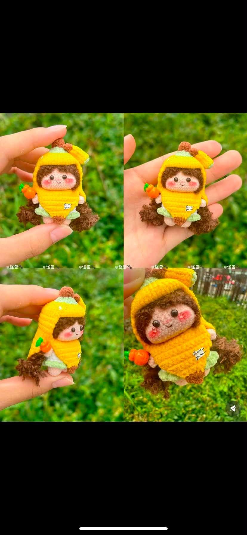 Búp bê choàng áo chuối tóc xoăn nâu