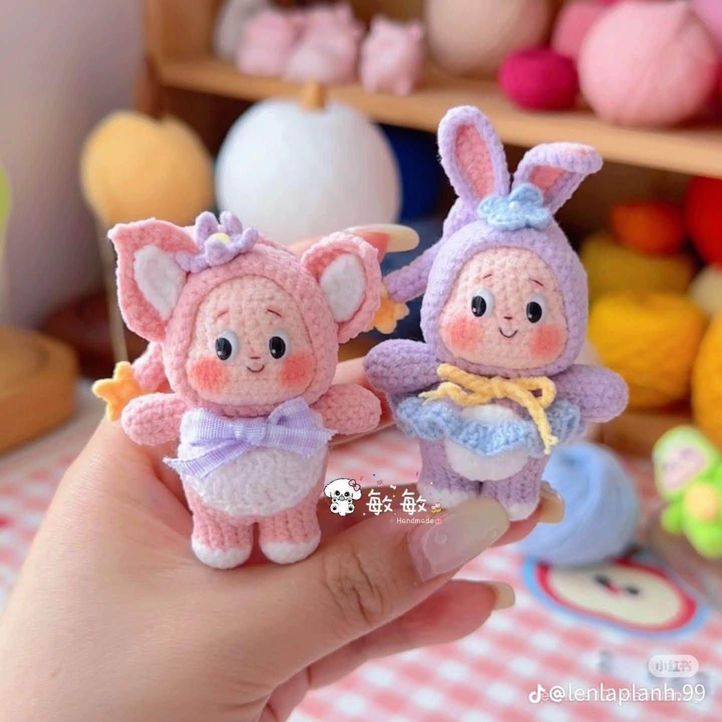 Cặp bé tiên sao & thỏ hoa tím