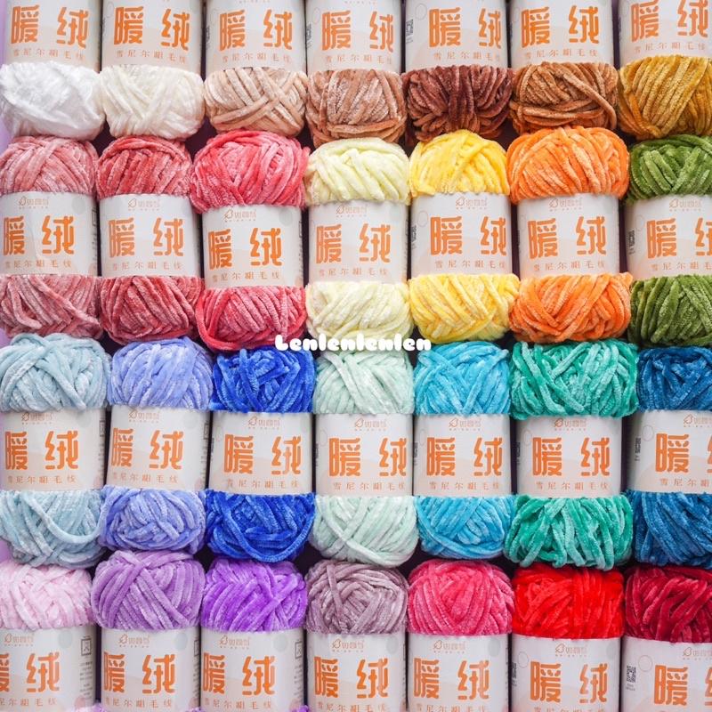 Len Nhung Chenille chính hãng Snowball - sợi nhung siêu mềm, không xù, không đứt, móc thú bông Amigurumi