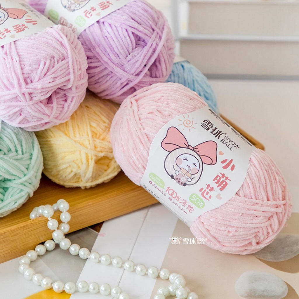 Len Nhung Gấu chính hãng Snowball - cỡ sợi 2.5mm – sợi nhung mềm mịn, móc thú bông, Amigurumi