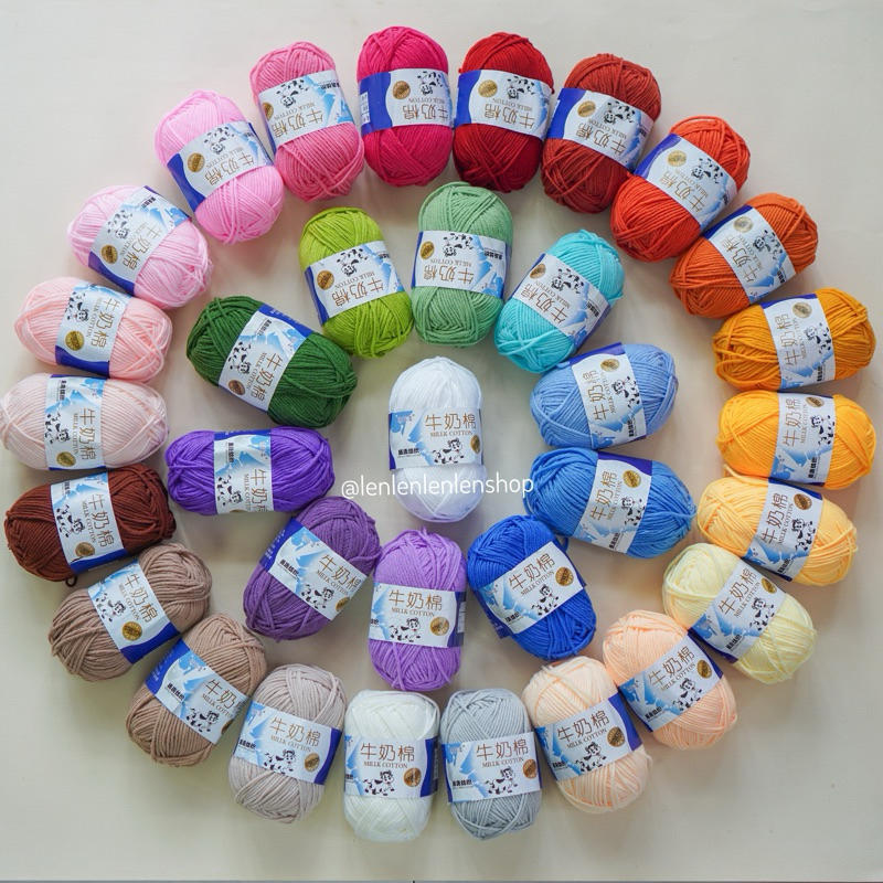 [Siêu rẻ] Len Milk Bò 50g - len milk cotton chuyên móc thú bông Amigurumi, móc búp bê