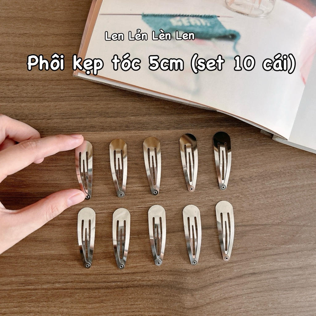 Phôi Kẹp Tóc 5cm Set 10 Cái | Kẹp Tóc Handmade DIY Trang Trí Phụ Kiện Tóc