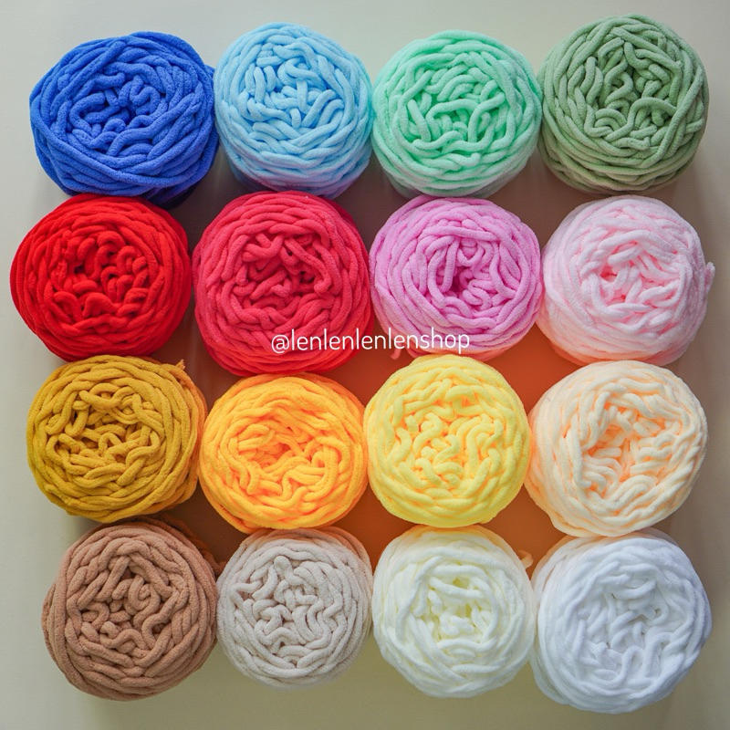 Len Nhung Đũa 100g - len bông sữa sợi to, móc thú bông cỡ lớn