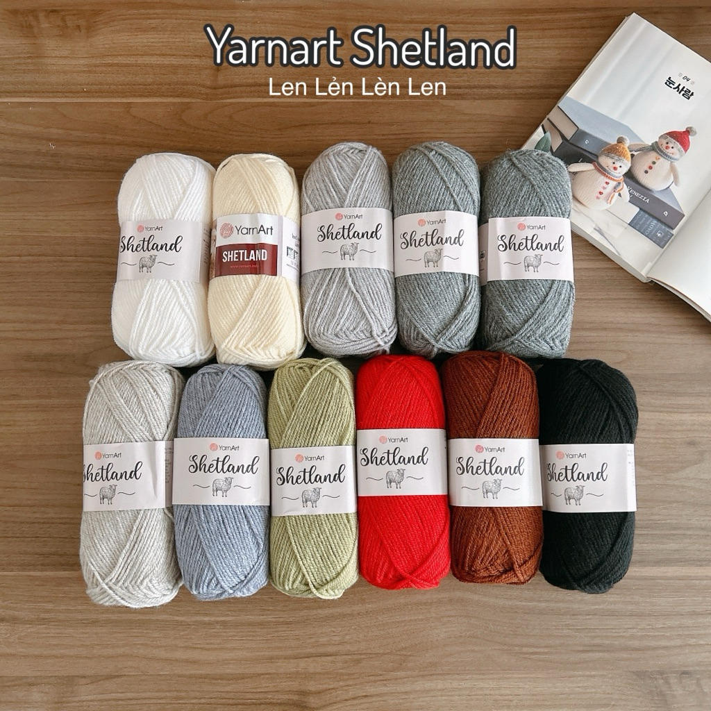 Len Yarnart Shetland-len lông cừu nhập khẩu mịn để đan móc đồ đông