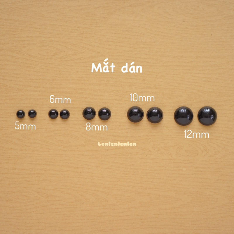 [Túi 5 cặp] Mắt Dán Thú Bông, mắt tròn, mắt oval (không kèm chốt)