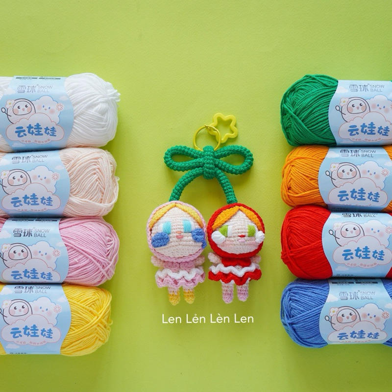 Len Baby Yarn chính hãng Snowball, sợi 1.5mm, cuộn 40g, chuyên móc thú bông Amigurumi