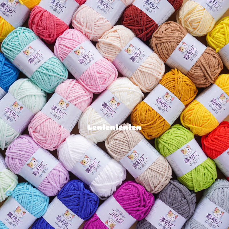 Len Nhung Mèo chính hãng Snowball - sợi nhung mềm mịn, không đứt, không xù, móc thú bông Amigurumi