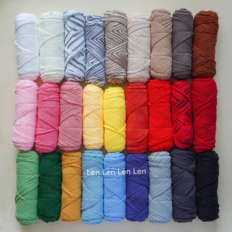 Len Cotton Love 100g - len cotton mềm, ấm, nhẹ, không xù, đan móc khăn, mũ thu đông