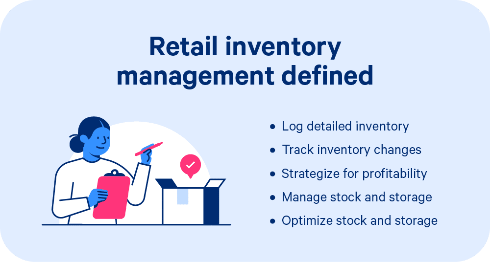 An illustration with the definition of retail inventory management.