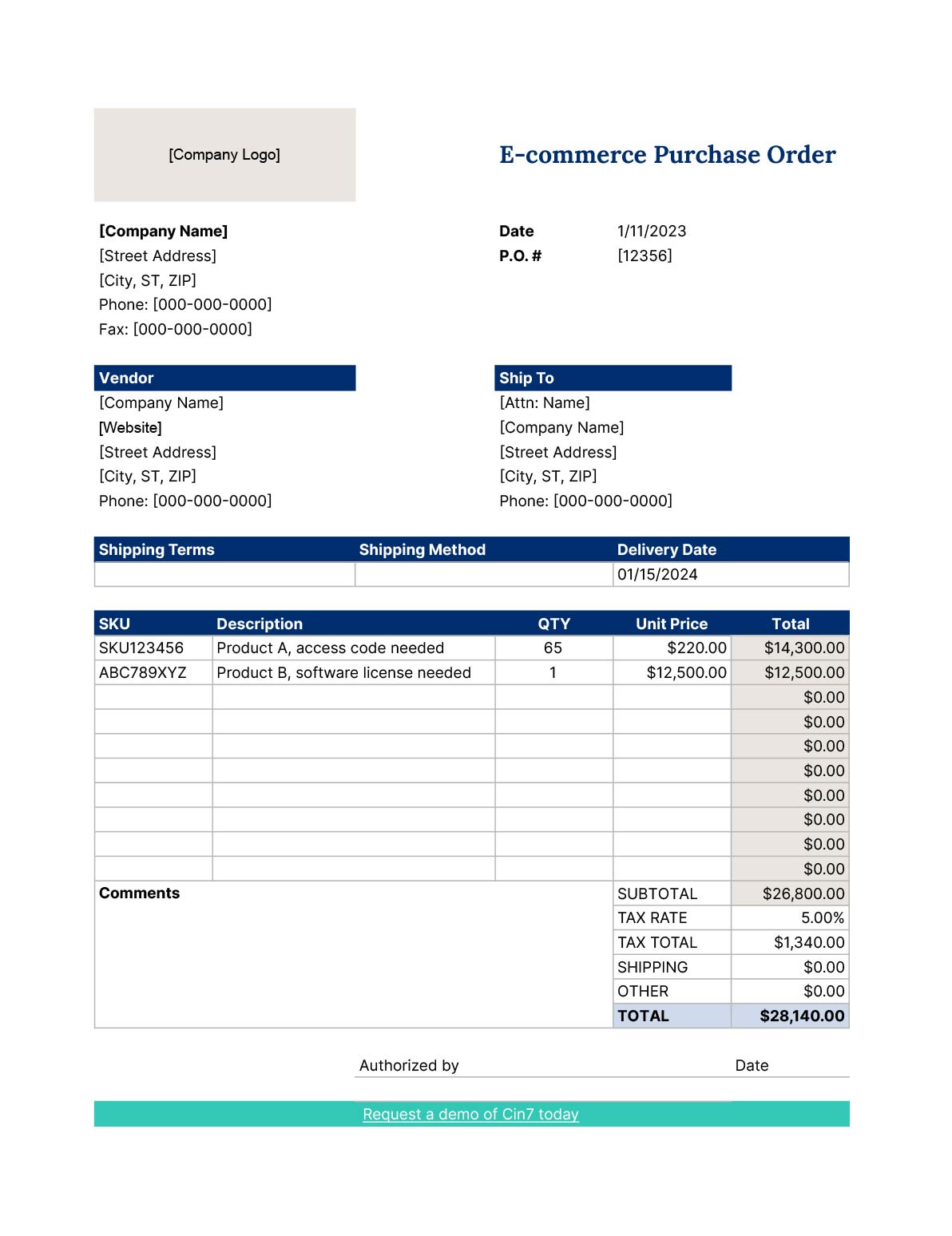 simple purchase order form