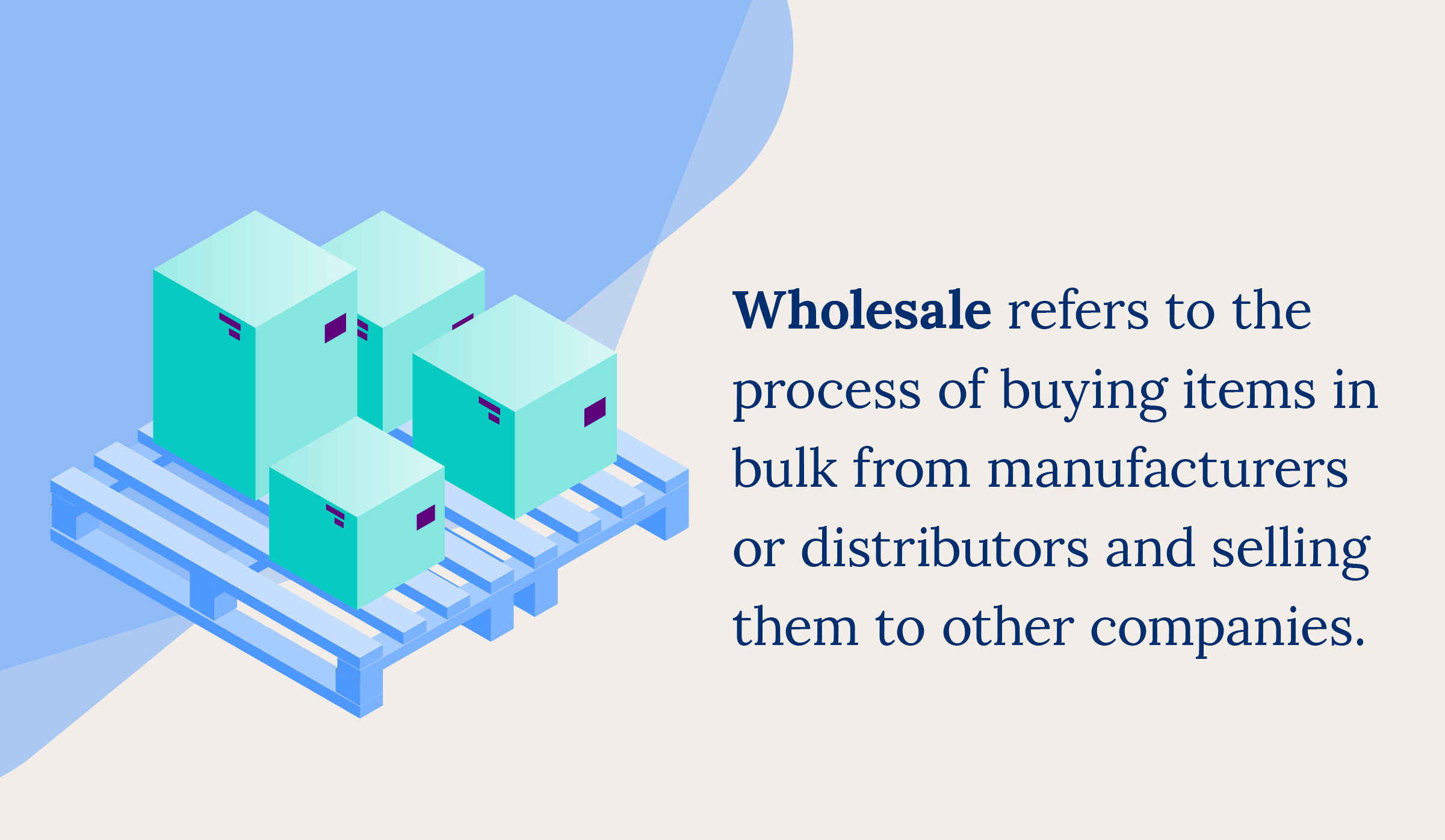 Wholesale definition with an image depicting wholesale goods