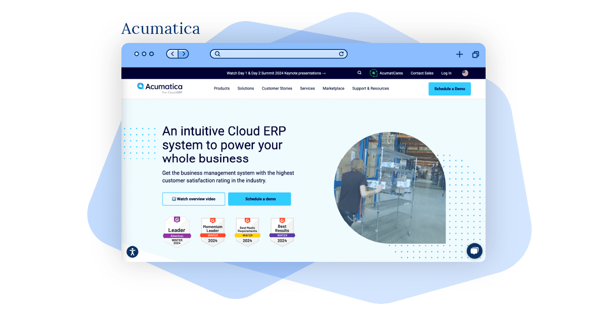 Screenshot of Acumatica’s ERP system.