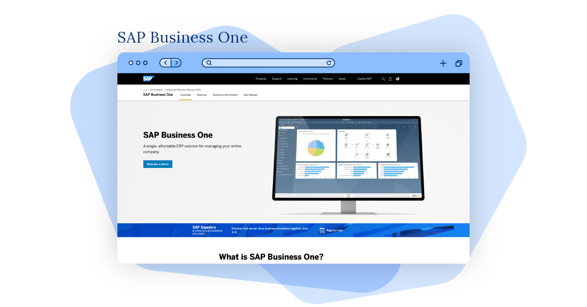 Screenshot of SAP Business One’s ERP system.