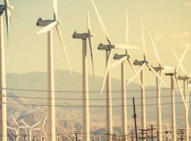 Conversion of Wind Energy. Wind Turbines at Coachella Valley Wind Farm.