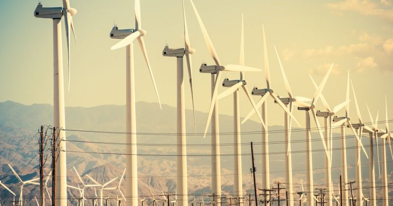 Conversion of Wind Energy. Wind Turbines at Coachella Valley Wind Farm.