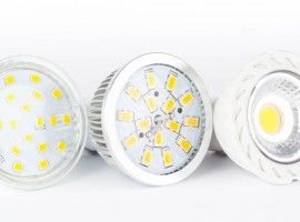 Led bulbs on white background