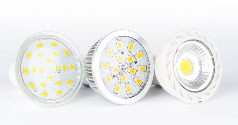 Led bulbs on white background