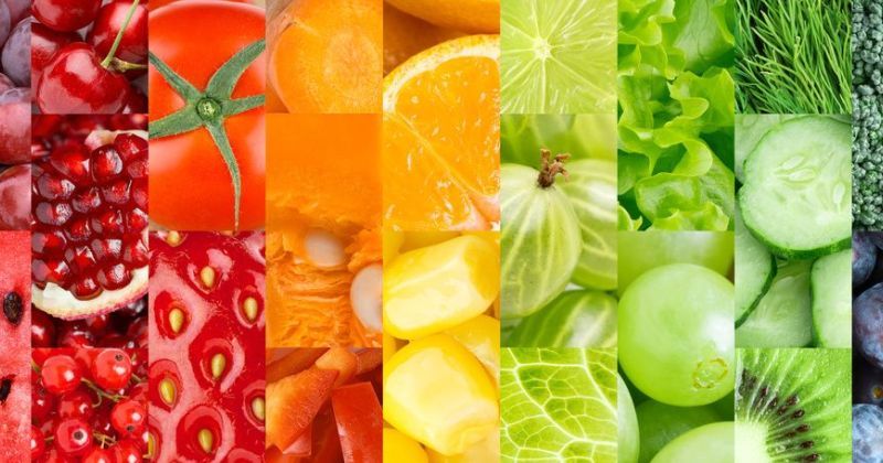 Color fruits, berries and vegetables