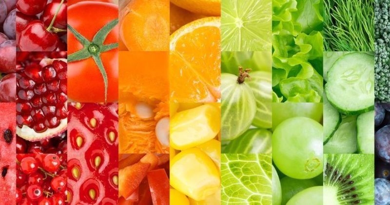 Color fruits, berries and vegetables