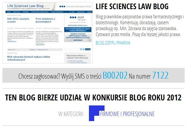 Liczymy na Wasze głosy w konkursie Blog Roku 2012 !