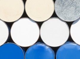 Stack of Oil barrels at oil refinery area