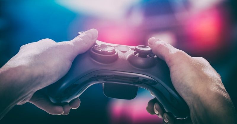 Gaming game play video on tv or monitor. Gamer concept.