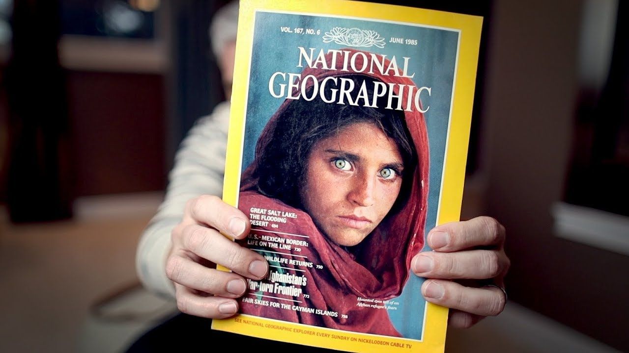 The infamous National Geographic cover with Sharbat Gula