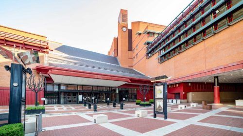 British Library building at St Pancras from the piazza