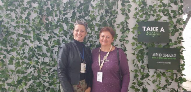 Mariana Kiriakov with Dorja Mučnjak, one of the moderators, National and University Library in Zagreb