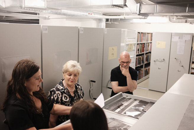 Živilė Časaitė and Rožė Koriznienė introducing the print and photography collection. Photo: Līga Goldberga