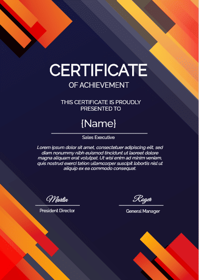 Professional Achievement Certificate Template - Portrait certificate template