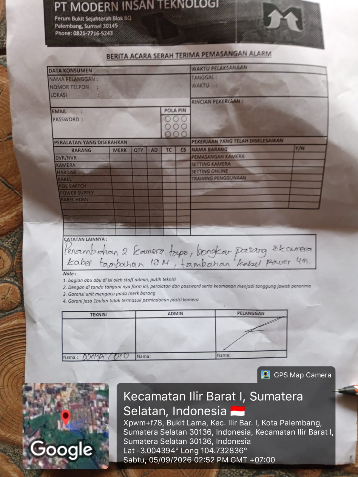 Dokumentasi bongkar pasang 2 kamera CCTV Pak Ivan