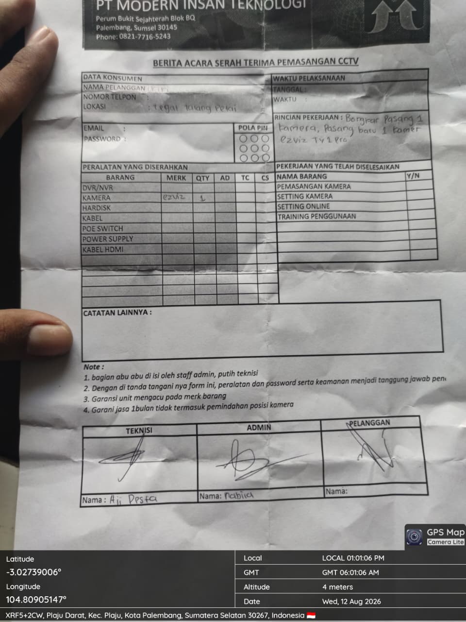 Dokumentasi bongkar pasang 2 kamera CCTV Pak Ivan