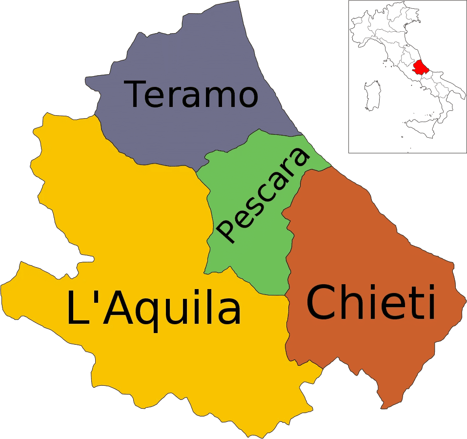 Mappa della provincia di L'Aquila in Abruzzo